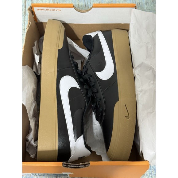 Size 10.5 - Nike Court Shot Black White-Gum Light Brown FQ8146-003 New No Box. - Picture 2 of 10